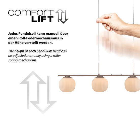 JUST LIGHT NAMI LED Pendelleuchte Warmweiss Dimmbar 20W 4-fach sand 15179-39