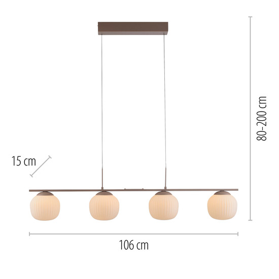 JUST LIGHT NAMI LED Pendelleuchte Warmweiss Dimmbar 20W 4-fach sand 15179-39
