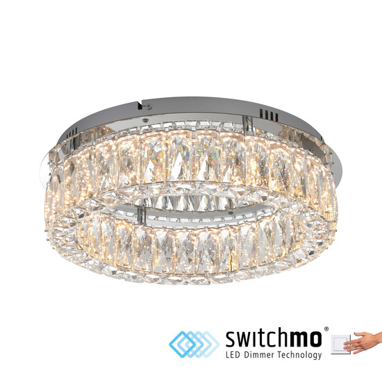 JUST LIGHT KULUNKA LED Deckenleuchte Warmweiss Dimmbar 21,5W chrom 15204-17