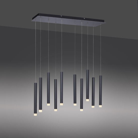 JUST LIGHT BRUNO LED Pendelleuchte Warmweiss 48W 10-fach schwarz 15206-18