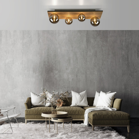 JUST LIGHT GERDA STIKA Deckenleuchte G9 max. 5W 4-fach Holz-natur 15209-79