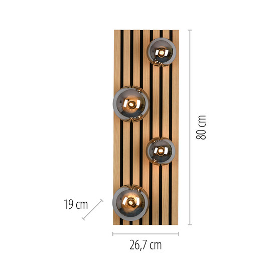 JUST LIGHT GERDA STIKA Deckenleuchte G9 max. 5W 4-fach Holz-natur 15209-79