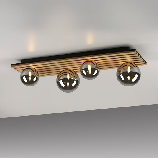 JUST LIGHT GERDA STIKA Deckenleuchte G9 max. 5W 4-fach Holz-natur 15209-79