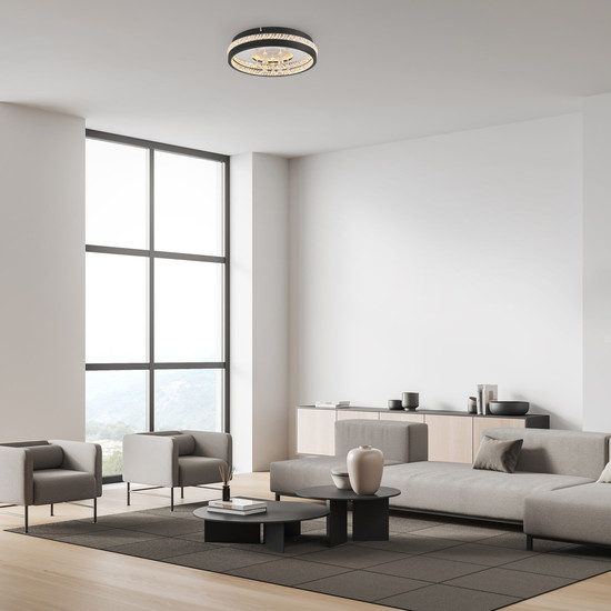 JUST LIGHT HANNI LED Deckenleuchte Warmweiss 20W schwarz 15217-18