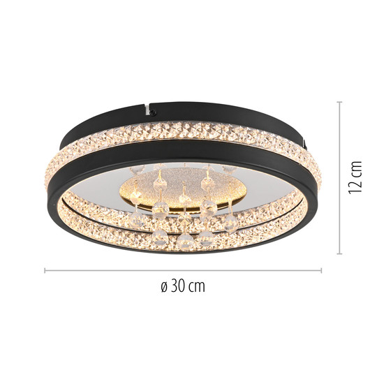 JUST LIGHT HANNI LED Deckenleuchte Warmweiss 20W schwarz 15217-18