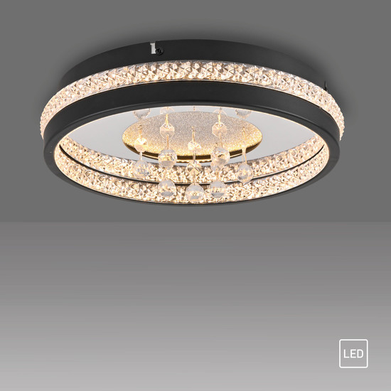 JUST LIGHT HANNI LED Deckenleuchte Warmweiss 20W schwarz 15217-18
