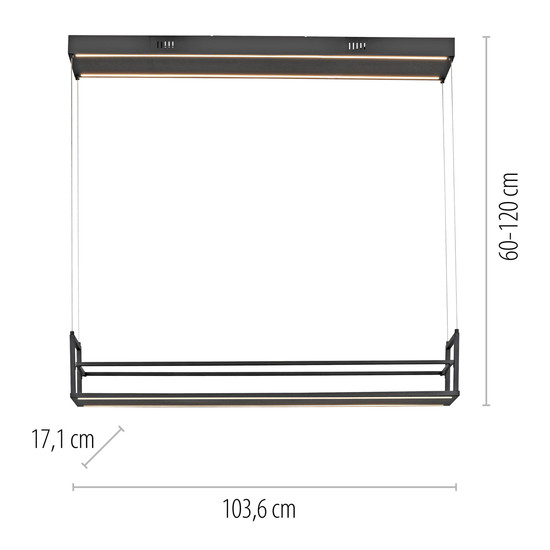 JUST LIGHT SONTURA LED Pendelleuchte Warmweiss 35W 2-fach schwarz 15248-18