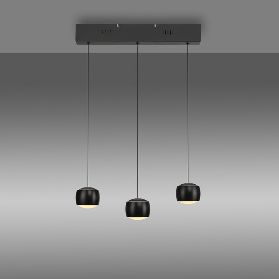 JUST LIGHT BALLINI LED Pendelleuchte Warmweiss Dimmbar 15,6W 3-fach schwarz 15261-18