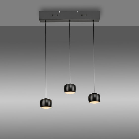 JUST LIGHT BALLINI LED Pendelleuchte Warmweiss Dimmbar 15,6W 3-fach schwarz 15261-18