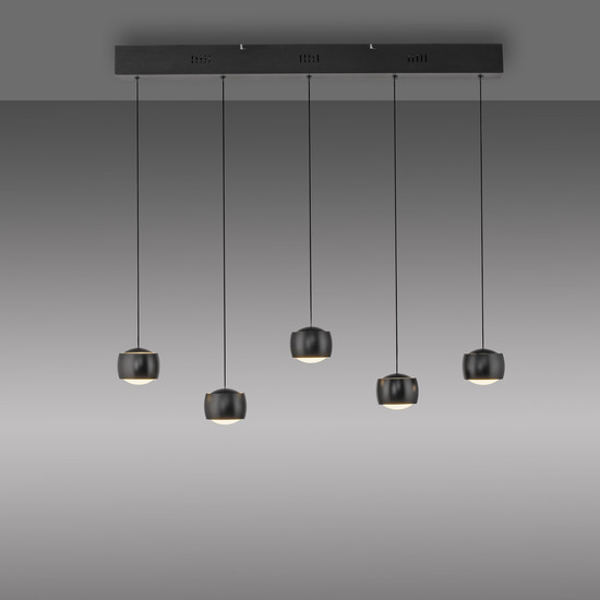 JUST LIGHT BALLINI LED Pendelleuchte Warmweiss Dimmbar 26W 5-fach schwarz 15262-18