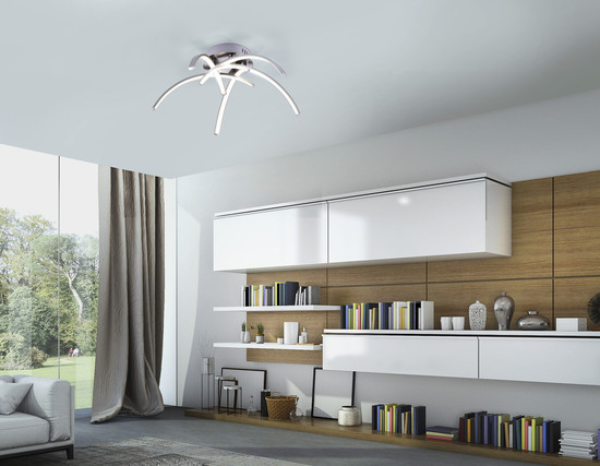 JUST LIGHT VALERIE LED Deckenleuchte Warmweiss 18,5W 5-fach stahl 15340-55