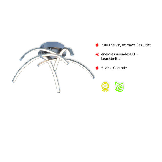 JUST LIGHT VALERIE LED Deckenleuchte Warmweiss 18,5W 5-fach stahl 15340-55
