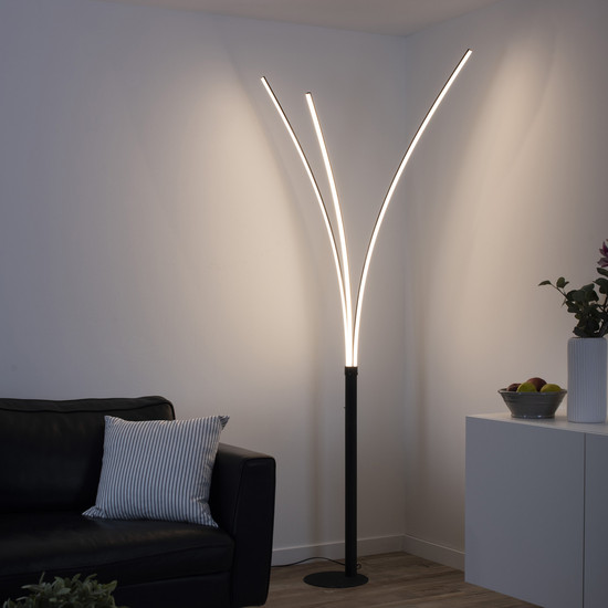 JUST LIGHT MAJA LED Stehleuchte Warmweiss 18,6W 3-fach schwarz 15383-18