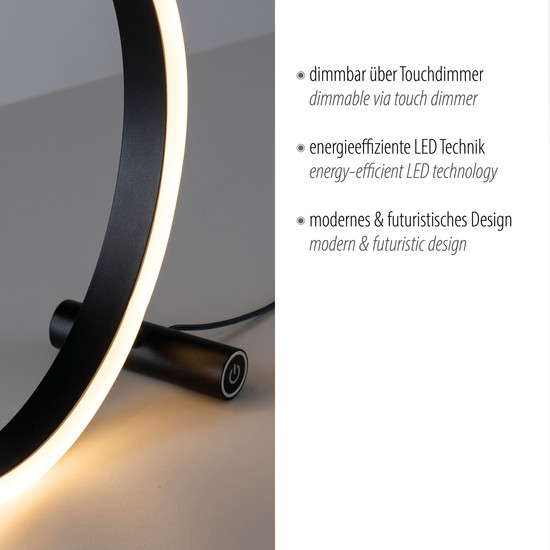 JUST LIGHT RITUS LED Tischleuchte Warmweiss Dimmbar 11,5W anthrazit 15390-13