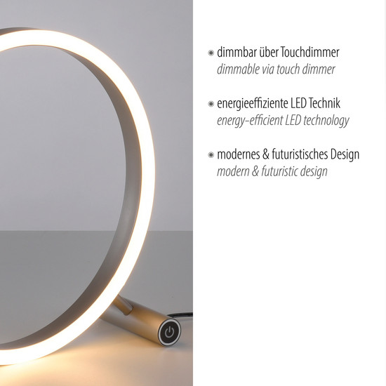 JUST LIGHT RITUS LED Tischleuchte Warmweiss Dimmbar 11,5W aluminium 15390-95