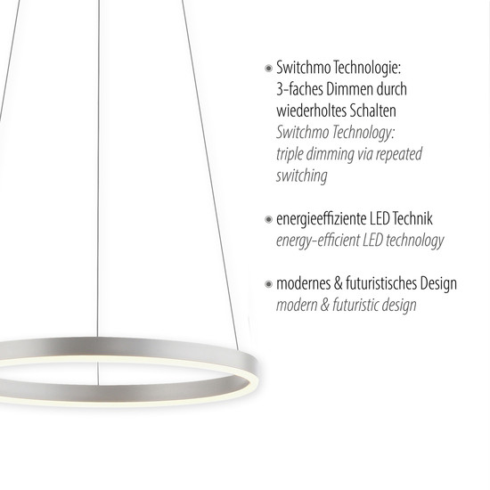 JUST LIGHT RITUS LED Pendelleuchte Warmweiss Dimmbar 20W aluminium 15393-95