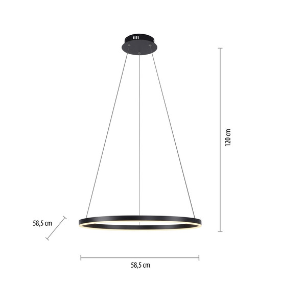 JUST LIGHT RITUS LED Pendelleuchte Warmweiss Dimmbar 28W anthrazit 15394-13