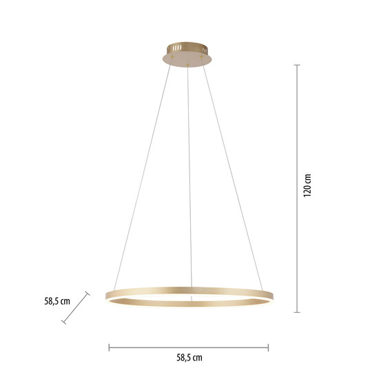 JUST LIGHT RITUS LED Pendelleuchte Warmweiss Dimmbar 28W messingmatt 15394-60