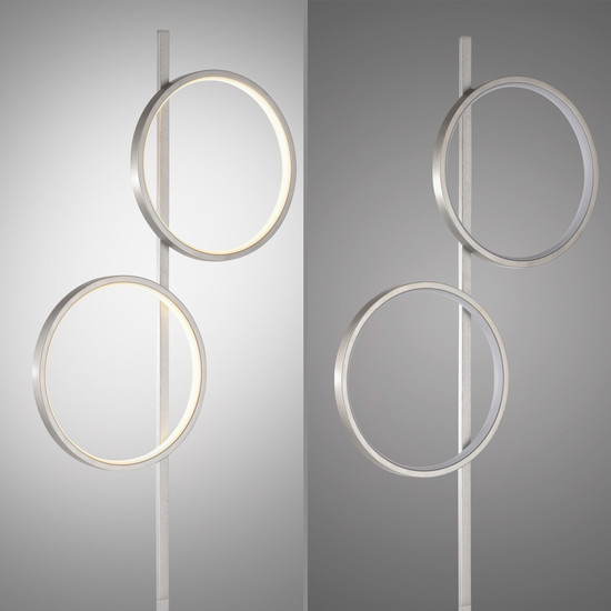 JUST LIGHT MINI RITUS LED Stehleuchte Warmweiss 21W 2-fach silber 15396-21