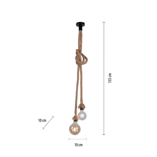 JUST LIGHT ROPE Pendelleuchte E27 max. 15W 2-fach schwarz 15482-18