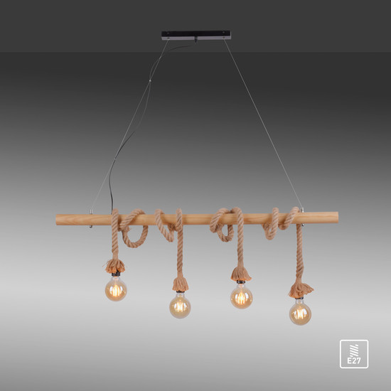 JUST LIGHT ROPE Pendelleuchte E27 max. 15W 4-fach schwarz 15483-18