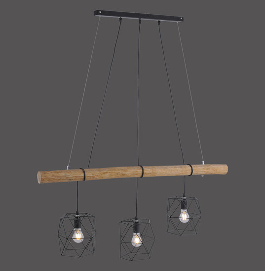 JUST LIGHT EDGAR Pendelleuchte E27 max.180W 3-fach schwarz 15503-18