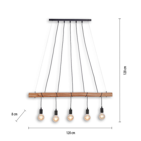 JUST LIGHT DAMIAN Pendelleuchte E27 max. 60W 5-fach schwarz 15515-18