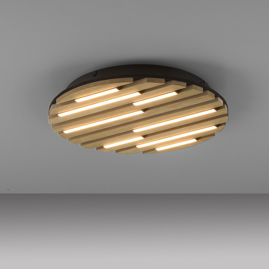 JUST LIGHT AKUSTIK LED Deckenleuchte Warmweiss 12W Holz-natur 15592-79