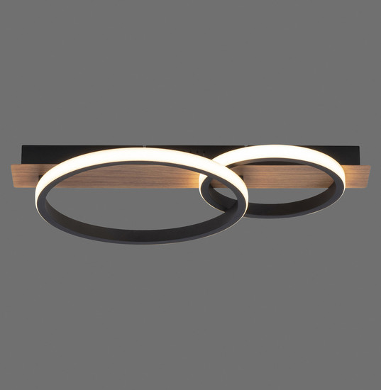 JUST LIGHT TROOPER LED Deckenleuchte Warmweiss 28W Holzdekor 15615-78