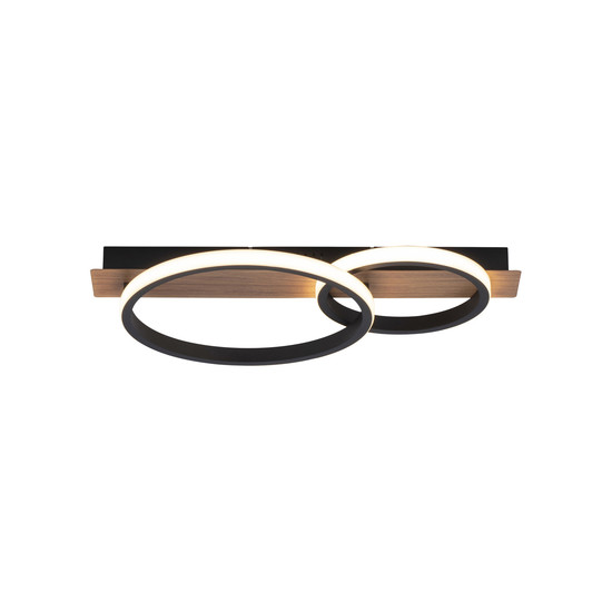 JUST LIGHT TROOPER LED Deckenleuchte Warmweiss 28W Holzdekor 15615-78