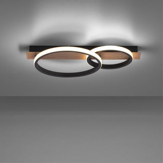 JUST LIGHT TROOPER LED Deckenleuchte Warmweiss 28W Holzdekor 15615-78