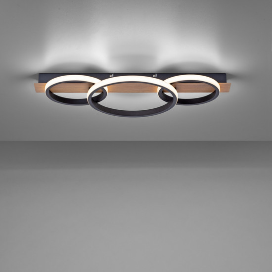 JUST LIGHT TROOPER LED Deckenleuchte Warmweiss 37W Holzdekor 15616-78