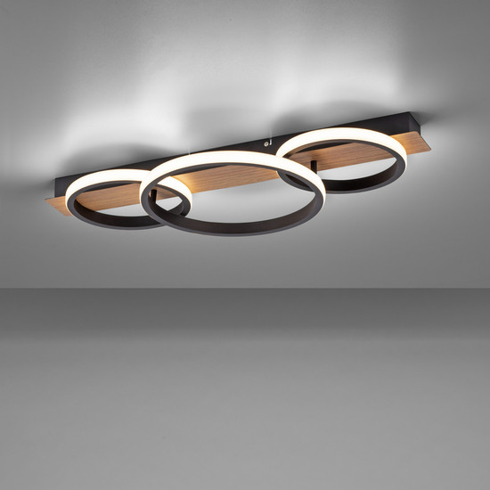 JUST LIGHT TROOPER LED Deckenleuchte Warmweiss 37W Holzdekor 15616-78