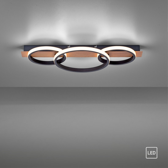 JUST LIGHT TROOPER LED Deckenleuchte Warmweiss 37W Holzdekor 15616-78