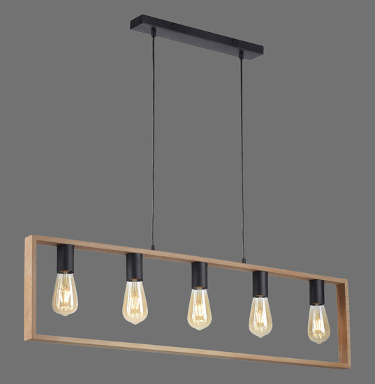 JUST LIGHT FRANKY Pendelleuchte E27 max. 60W 5-fach schwarz 15653-18