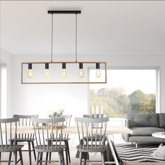 JUST LIGHT FRANKY Pendelleuchte E27 max. 60W 5-fach schwarz 15653-18