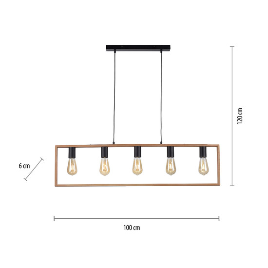 JUST LIGHT FRANKY Pendelleuchte E27 max. 60W 5-fach schwarz 15653-18