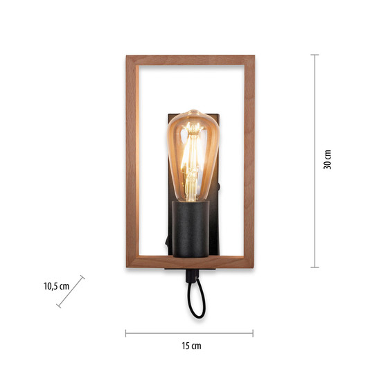 JUST LIGHT FRANKY Wandleuchte E27 max. 60W schwarz 15654-18