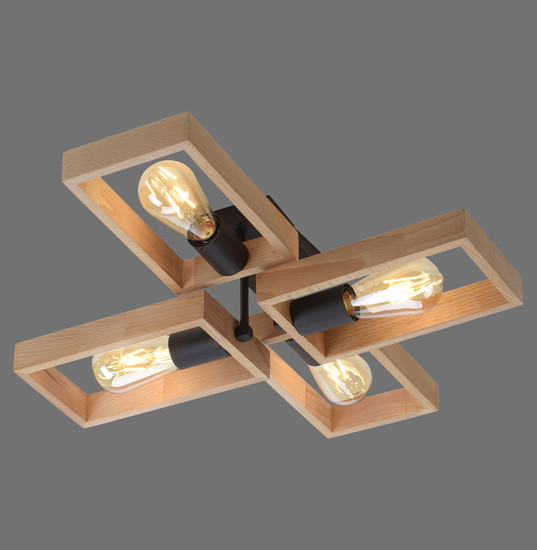JUST LIGHT FRANKY Deckenleuchte E27 max. 60W 4-fach schwarz 15656-18