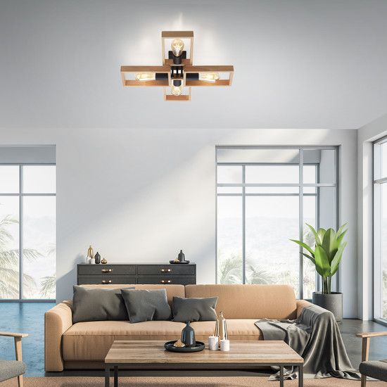 JUST LIGHT FRANKY Deckenleuchte E27 max. 60W 4-fach schwarz 15656-18