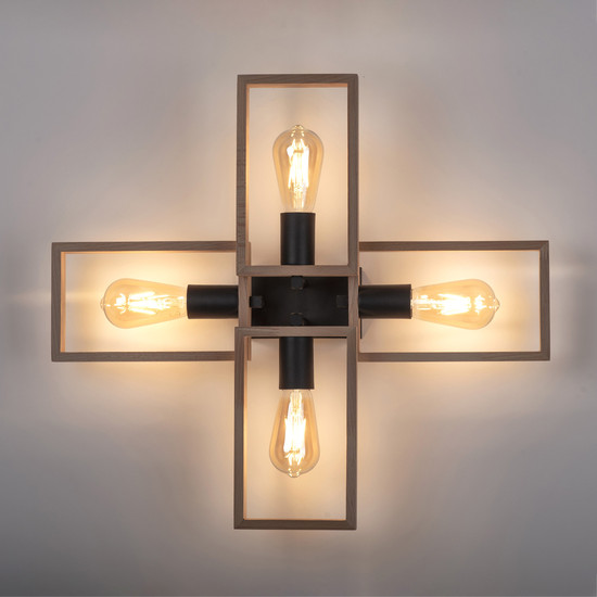 JUST LIGHT FRANKY Deckenleuchte E27 max. 60W 4-fach schwarz 15656-18