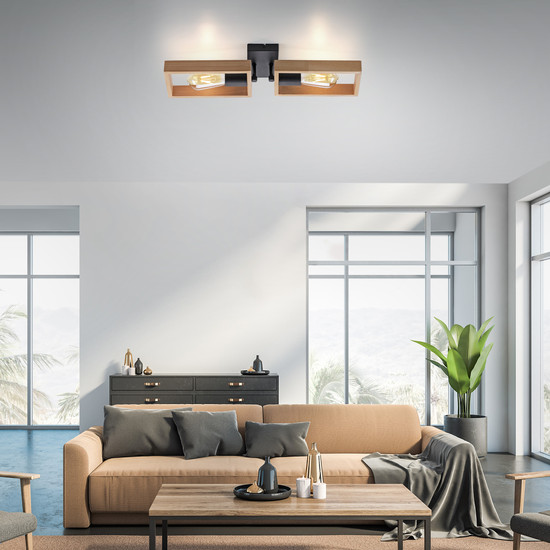 JUST LIGHT FRANKY Wand- und Deckenleuchte E27 max. 60W 2-fach schwarz 15657-18