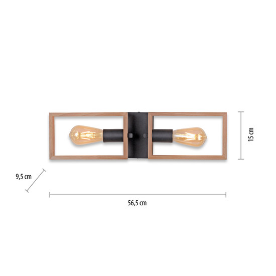JUST LIGHT FRANKY Wand- und Deckenleuchte E27 max. 60W 2-fach schwarz 15657-18