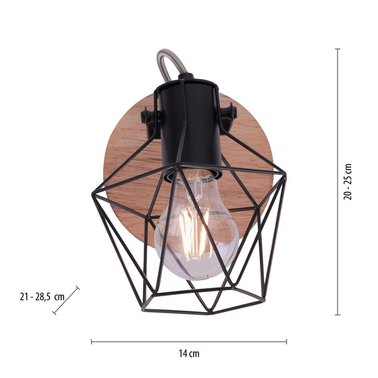 JUST LIGHT JARO Wandleuchte E27 max. 60W Holz-natur 15671-78
