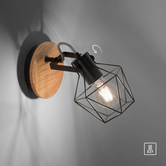JUST LIGHT JARO Wandleuchte E27 max. 60W Holz-natur 15671-78