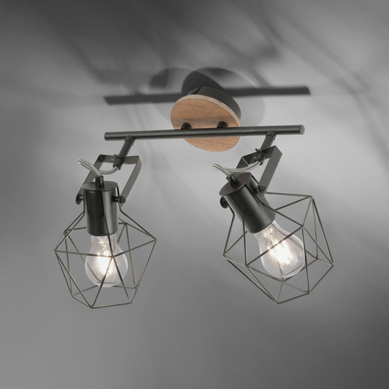 JUST LIGHT JARO Wand- und Deckenleuchte E27 max. 60W 2-fach Holz-natur 15672-78
