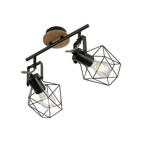 JUST LIGHT JARO Wand- und Deckenleuchte E27 max. 60W 2-fach Holz-natur 15672-78