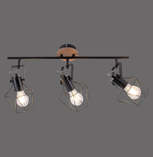 JUST LIGHT JARO Wand- und Deckenleuchte E27 max. 60W 3-fach Holz-natur 15673-78