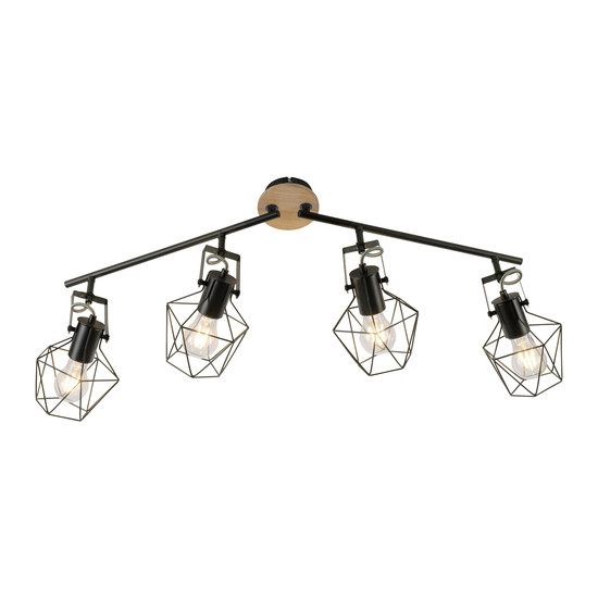 JUST LIGHT JARO Deckenleuchte E27 max. 60W 4-fach Holz-natur 15674-78