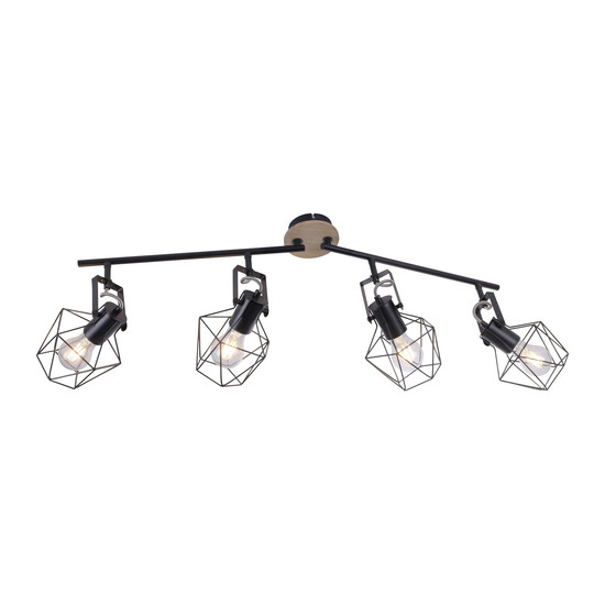 JUST LIGHT JARO Deckenleuchte E27 max. 60W 4-fach Holz-natur 15674-78